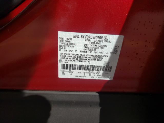 Photo 9 VIN: 1FM5K7FH7JGC02781 - FORD EXPLORER L 