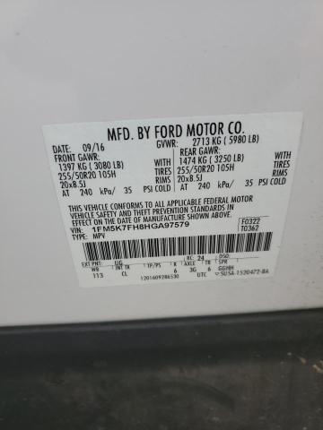 Photo 13 VIN: 1FM5K7FH8HGA97579 - FORD EXPLORER 