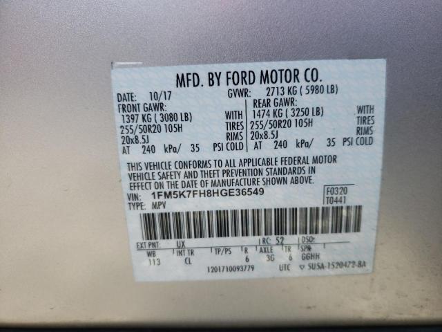 Photo 9 VIN: 1FM5K7FH8HGE36549 - FORD EXPLORER L 