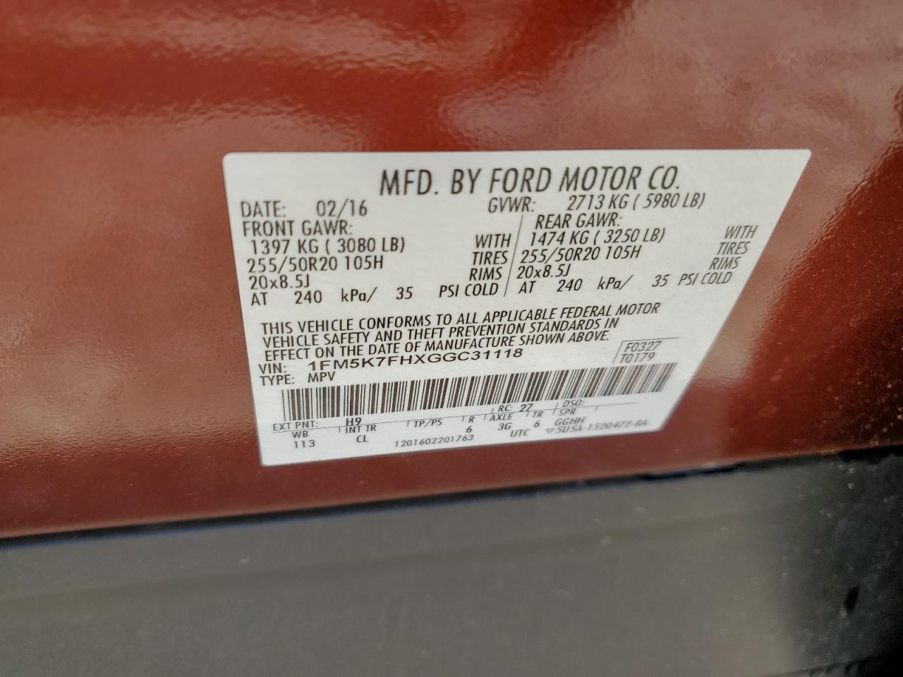 Photo 12 VIN: 1FM5K7FHXGGC31118 - FORD EXPLORER 