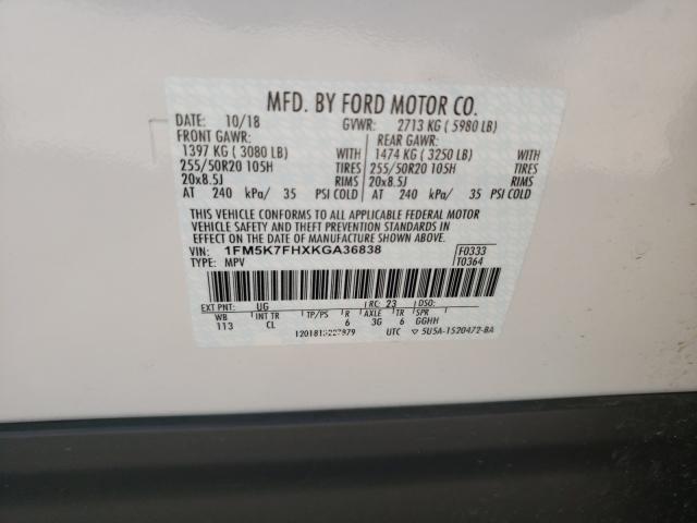 Photo 9 VIN: 1FM5K7FHXKGA36838 - FORD EXPLORER L 