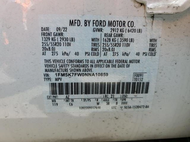 Photo 13 VIN: 1FM5K7FW0NNA10859 - FORD EXPLORER L 