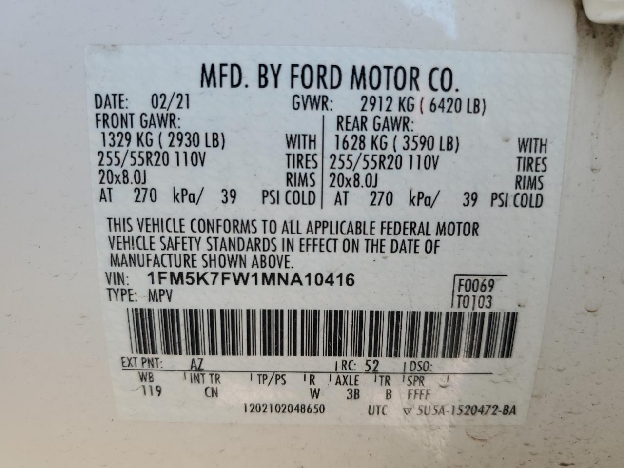 Photo 11 VIN: 1FM5K7FW1MNA10416 - FORD EXPLORER 