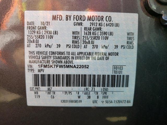 Photo 12 VIN: 1FM5K7FW5MNA22052 - FORD EXPLORER 