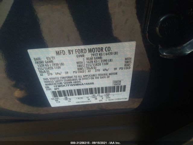 Photo 8 VIN: 1FM5K7FW9MNA16688 - FORD EXPLORER 