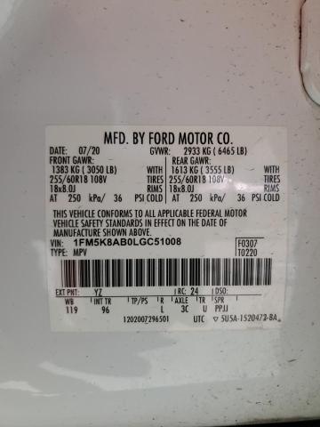 Photo 13 VIN: 1FM5K8AB0LGC51008 - FORD EXPLORER 