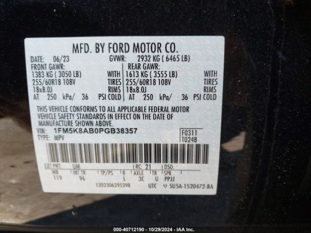 Photo 8 VIN: 1FM5K8AB0PGB38357 - FORD EXPLORER 