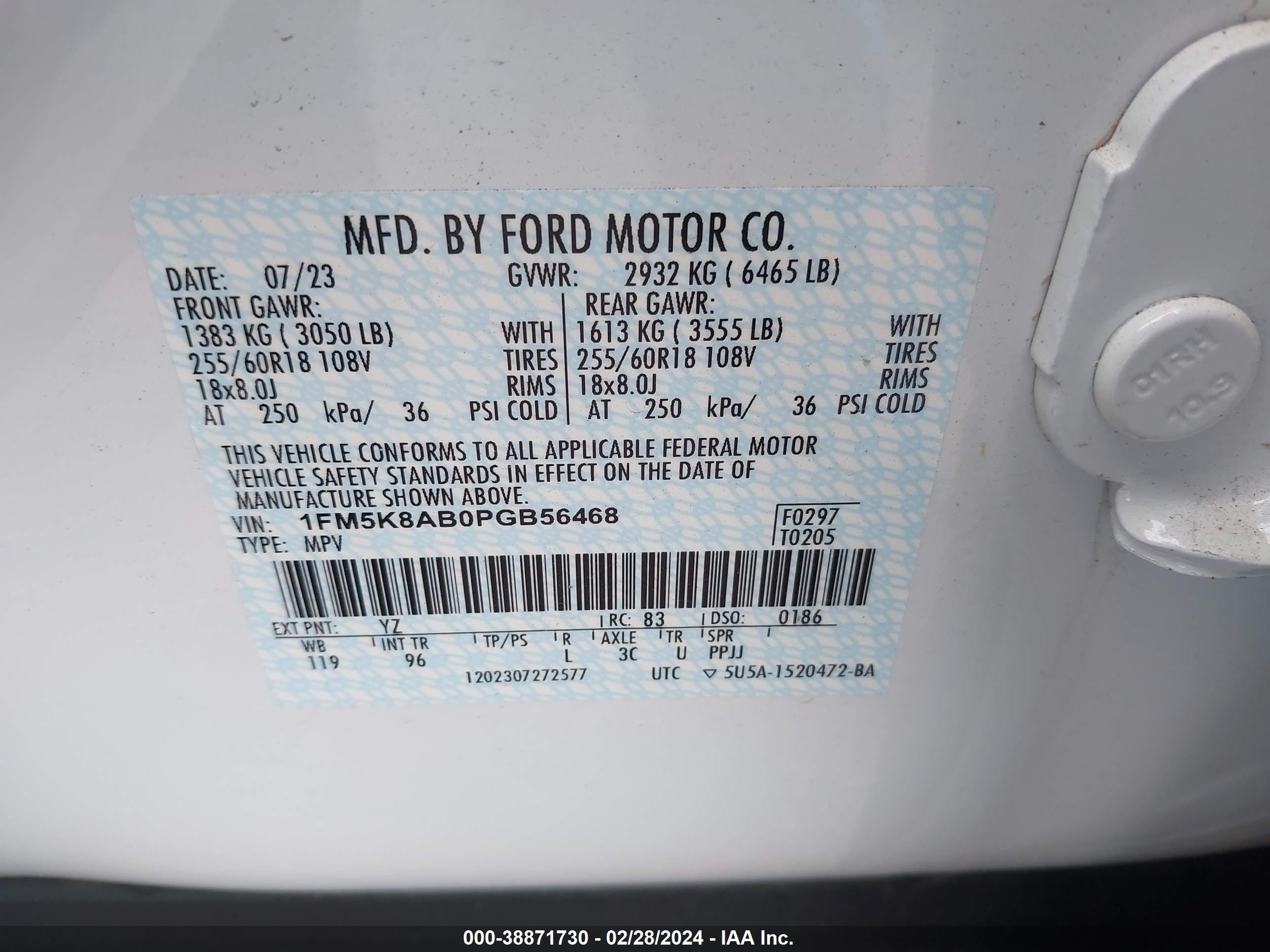 Photo 4 VIN: 1FM5K8AB0PGB56468 - FORD NULL 