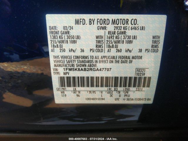 Photo 8 VIN: 1FM5K8AB2RGA47707 - FORD EXPLORER 