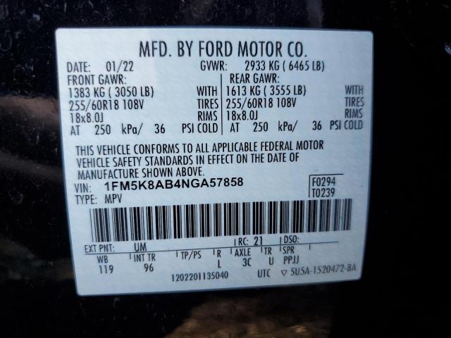 Photo 12 VIN: 1FM5K8AB4NGA57858 - FORD EXPLORER P 