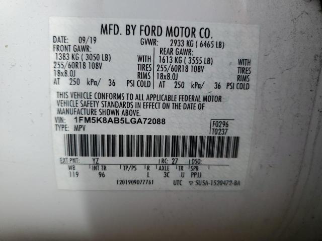 Photo 12 VIN: 1FM5K8AB5LGA72088 - FORD EXPLORER 