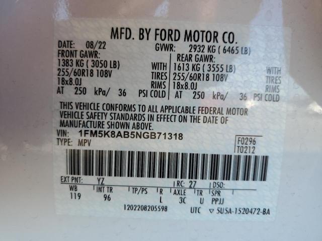 Photo 12 VIN: 1FM5K8AB5NGB71318 - FORD EXPLORER 