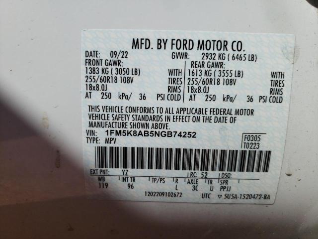 Photo 12 VIN: 1FM5K8AB5NGB74252 - FORD EXPLORER P 