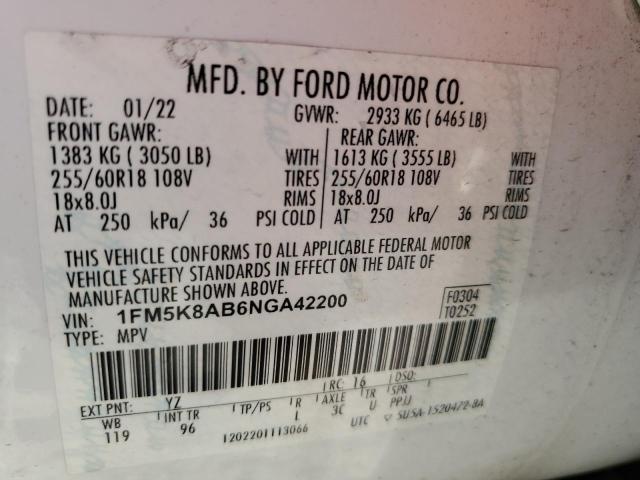 Photo 11 VIN: 1FM5K8AB6NGA42200 - FORD EXPLORER 