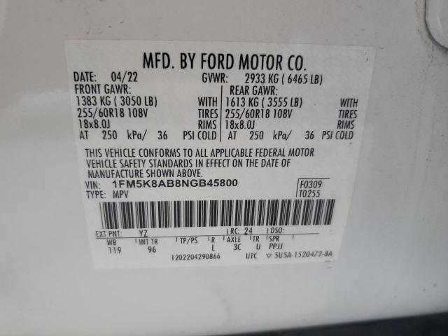 Photo 11 VIN: 1FM5K8AB8NGB45800 - FORD EXPLORER 