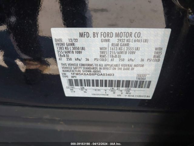 Photo 8 VIN: 1FM5K8AB8PGA03403 - FORD EXPLORER 