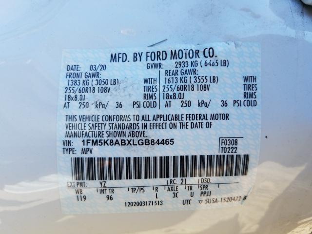 Photo 9 VIN: 1FM5K8ABXLGB84465 - FORD EXPLORER P 