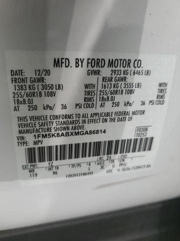 Photo 12 VIN: 1FM5K8ABXMGA86814 - FORD EXPLORER P 