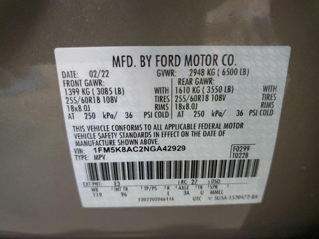 Photo 12 VIN: 1FM5K8AC2NGA42929 - FORD EXPLORER 