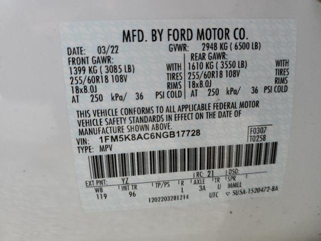 Photo 12 VIN: 1FM5K8AC6NGB17728 - FORD EXPLORER P 