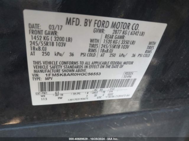 Photo 8 VIN: 1FM5K8AR0HGC56553 - FORD EXPLORER 