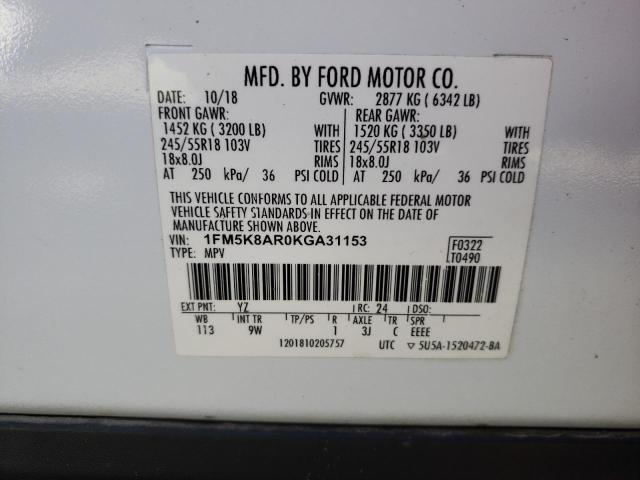 Photo 13 VIN: 1FM5K8AR0KGA31153 - FORD EXPLORER P 