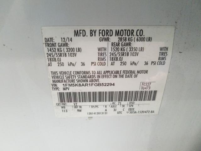 Photo 9 VIN: 1FM5K8AR1FGB52294 - FORD EXPLORER P 