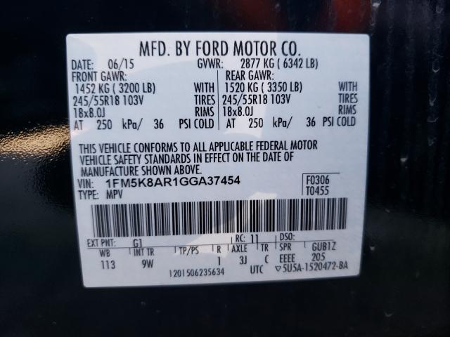 Photo 9 VIN: 1FM5K8AR1GGA37454 - FORD EXPLORER P 