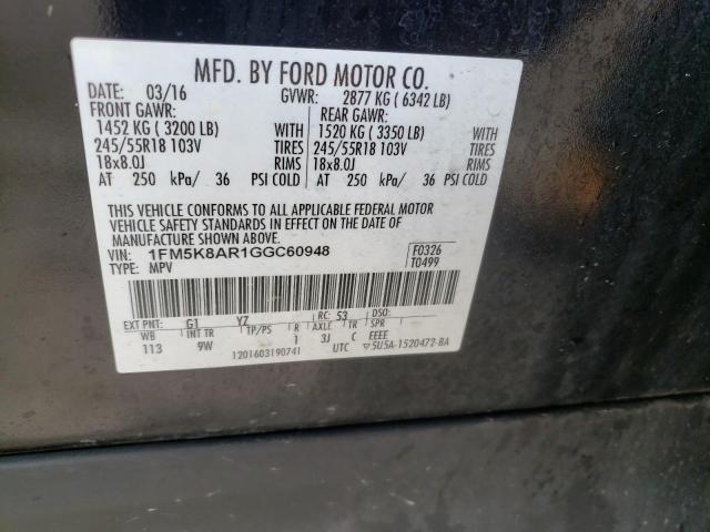 Photo 9 VIN: 1FM5K8AR1GGC60948 - FORD EXPLORER P 