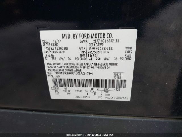 Photo 8 VIN: 1FM5K8AR1JGA21794 - FORD EXPLORER 