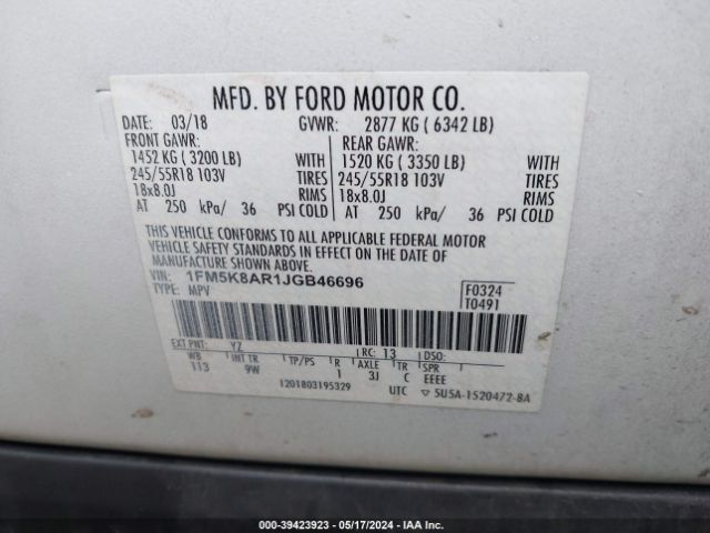 Photo 8 VIN: 1FM5K8AR1JGB46696 - FORD EXPLORER P 