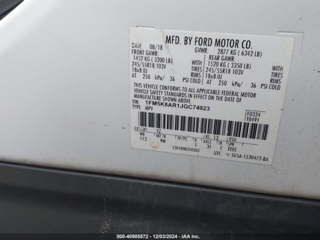 Photo 8 VIN: 1FM5K8AR1JGC74923 - FORD EXPLORER 