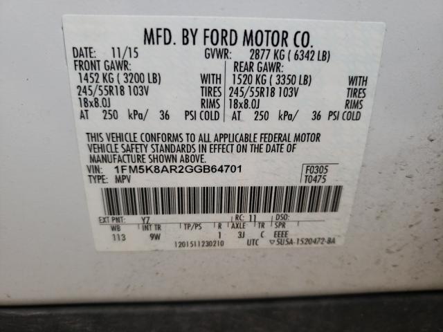 Photo 9 VIN: 1FM5K8AR2GGB64701 - FORD EXPLORER P 