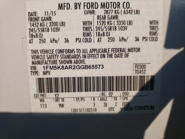 Photo 9 VIN: 1FM5K8AR2GGB65573 - FORD EXPLORER P 