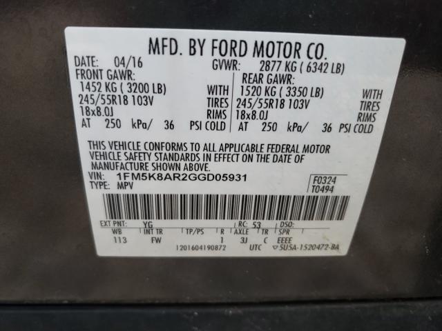 Photo 9 VIN: 1FM5K8AR2GGD05931 - FORD EXPLORER 