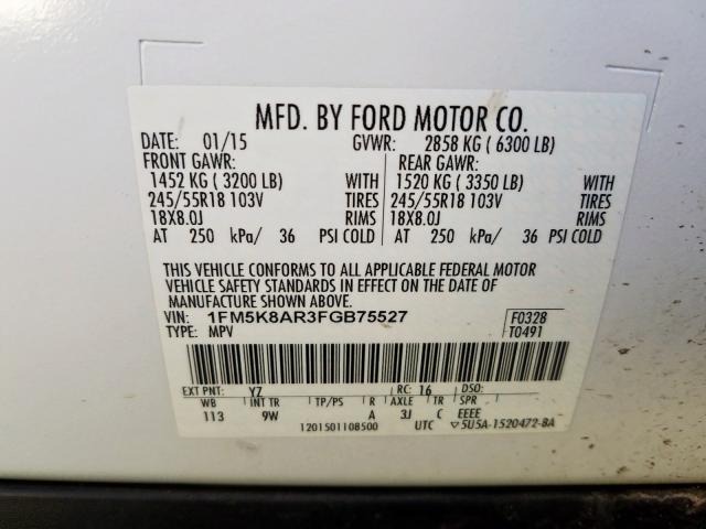 Photo 9 VIN: 1FM5K8AR3FGB75527 - FORD EXPLORER P 