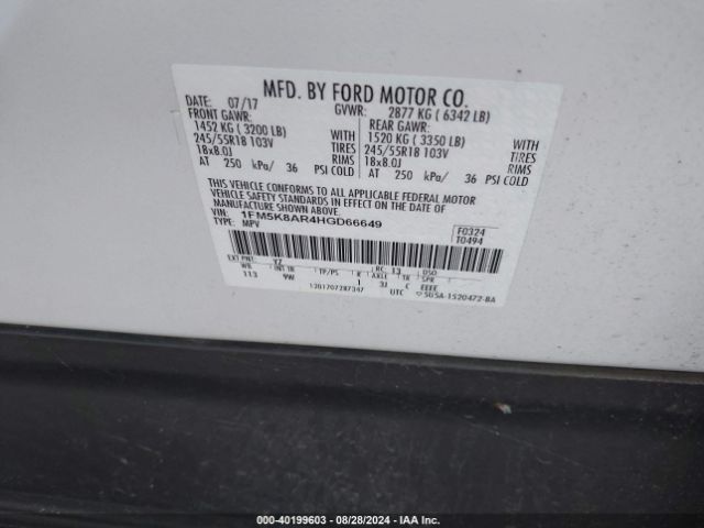 Photo 8 VIN: 1FM5K8AR4HGD66649 - FORD EXPLORER 