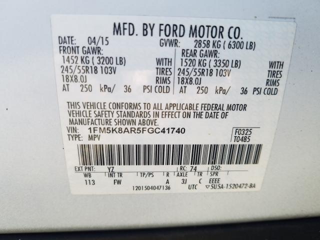 Photo 9 VIN: 1FM5K8AR5FGC41740 - FORD EXPLORER P 