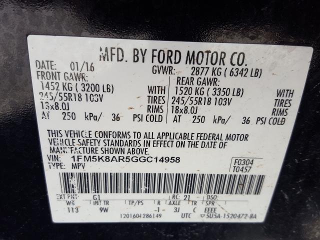 Photo 9 VIN: 1FM5K8AR5GGC14958 - FORD EXPLORER P 