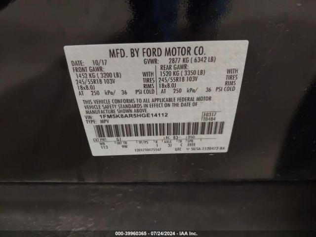 Photo 8 VIN: 1FM5K8AR5HGE14112 - FORD EXPLORER 