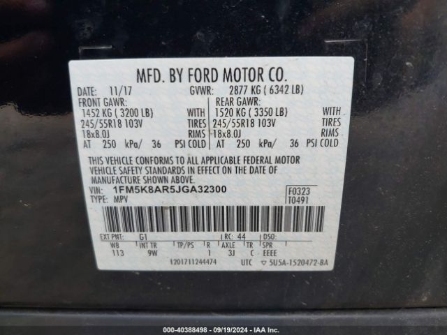 Photo 8 VIN: 1FM5K8AR5JGA32300 - FORD EXPLORER 