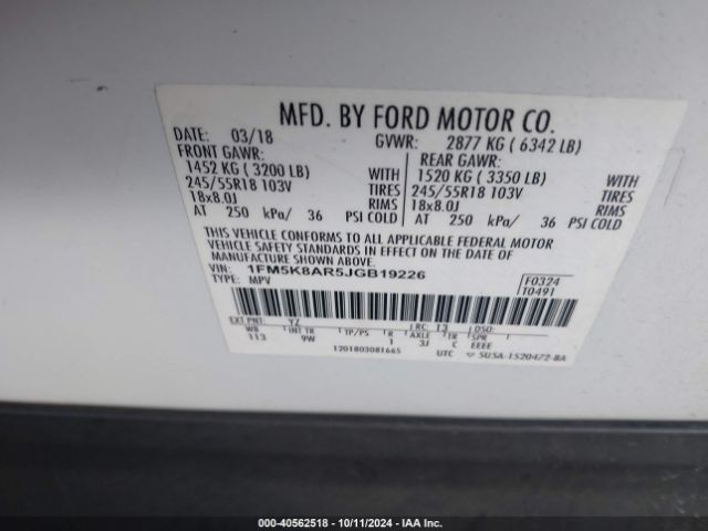 Photo 8 VIN: 1FM5K8AR5JGB19226 - FORD EXPLORER 