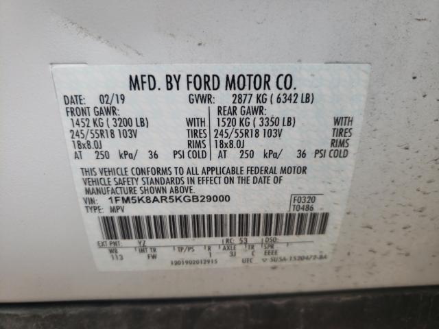 Photo 9 VIN: 1FM5K8AR5KGB29000 - FORD EXPLORER P 