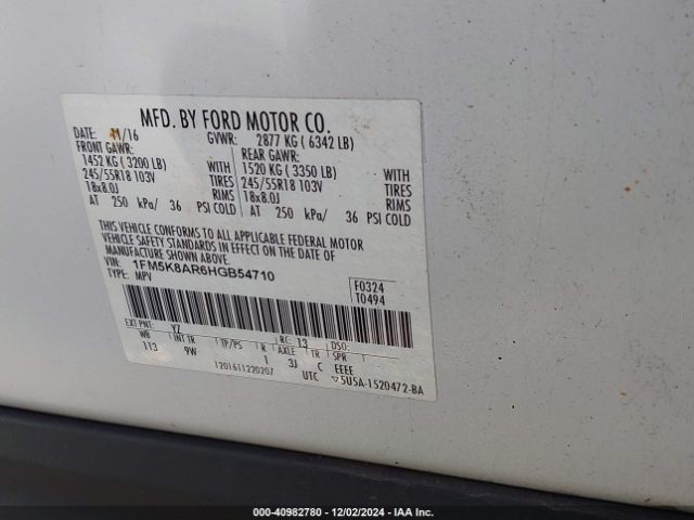 Photo 8 VIN: 1FM5K8AR6HGB54710 - FORD EXPLORER 