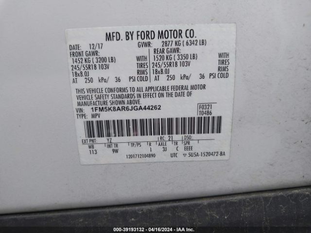 Photo 8 VIN: 1FM5K8AR6JGA44262 - FORD EXPLORER 