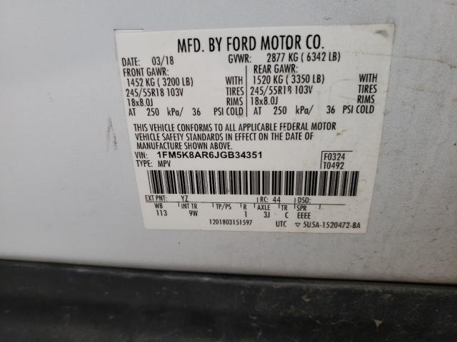 Photo 9 VIN: 1FM5K8AR6JGB34351 - FORD EXPLORER P 