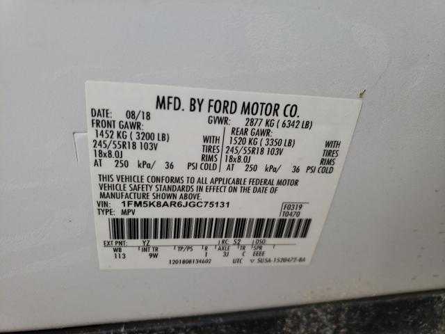 Photo 9 VIN: 1FM5K8AR6JGC75131 - FORD EXPLORER P 