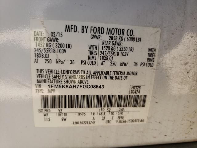 Photo 9 VIN: 1FM5K8AR7FGC08643 - FORD EXPLORER P 