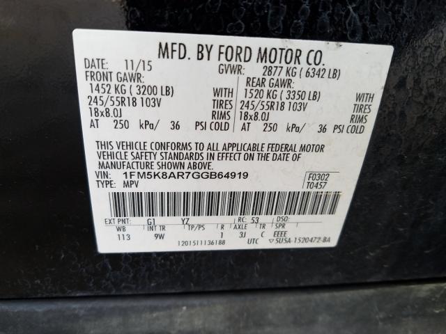 Photo 9 VIN: 1FM5K8AR7GGB64919 - FORD EXPLORER P 