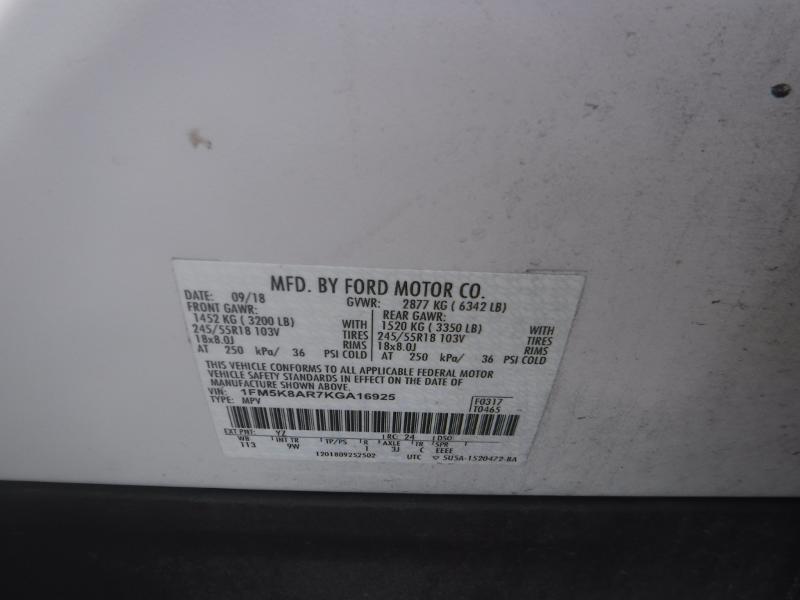 Photo 8 VIN: 1FM5K8AR7KGA16925 - FORD INTERCPT 